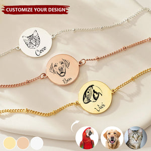 Pet Portrait Bracelet For Dog Mom - Memorial Dog Photo Bracelet