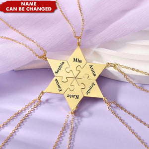 Family Friendship Love Pendants Personalized Name Star Puzzle Necklace