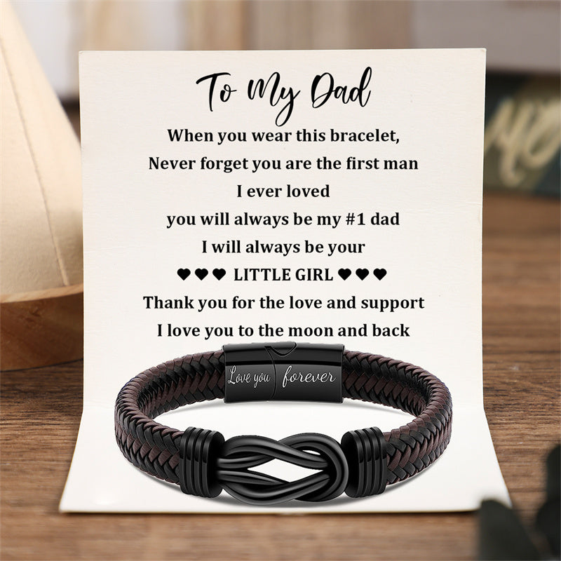 To My Dad - Always Be Your Little Girl - Men Infinity Leather Bracelet