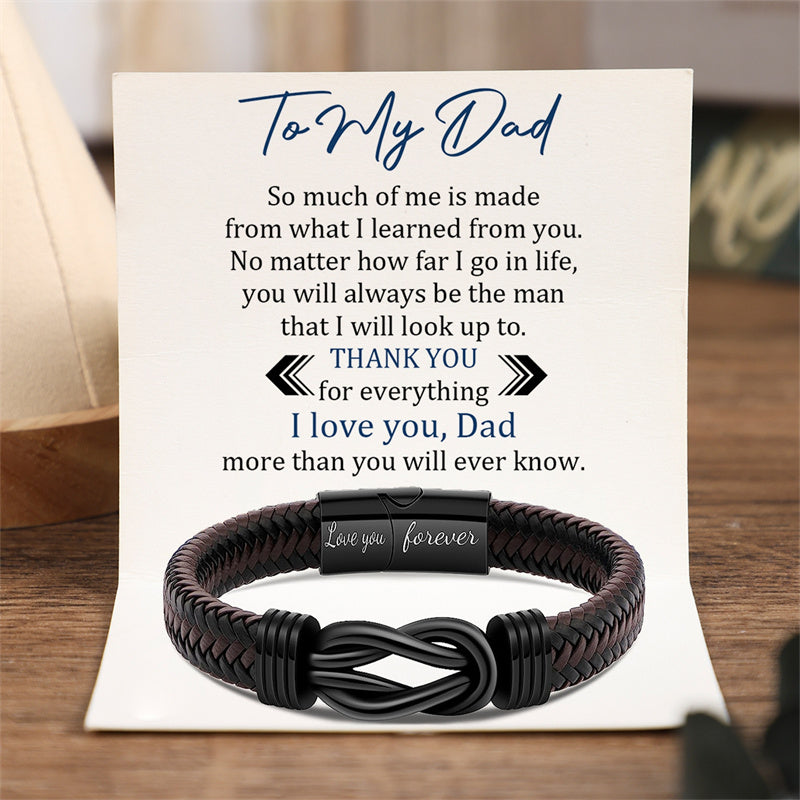 To My Dad - Thank You For Everything - Men Braided Leather Bracelet