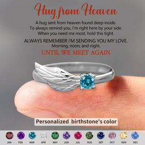 For Memorial - Personalized Birthstone Angel Wings Ring