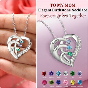 Intertwined Heart Pendant Simulated Birthstone Personalized Necklace