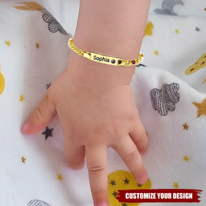 Personalized Baby Kids Name and Birthstone Bracelet