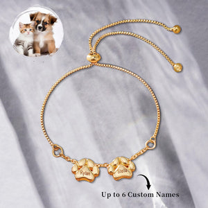 Custom Name 3D Bubble Pet Paw Personalized Bracelet, Gift For Pet Owner