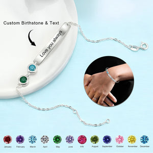 Bracelet With 2 Birthstones Bar Personalized Bracelet, Gift For Her