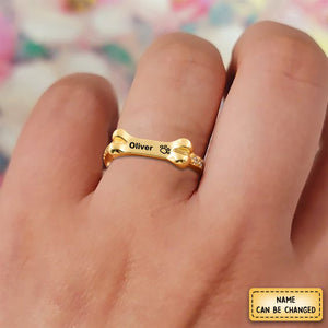 Personalized Dog Bone Shaped Ring