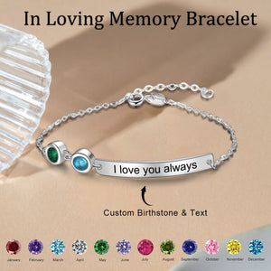 Bracelet With 2 Birthstones Bar Personalized Bracelet, Gift For Her