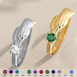 For Memorial - Personalized Birthstone Angel Wings Ring