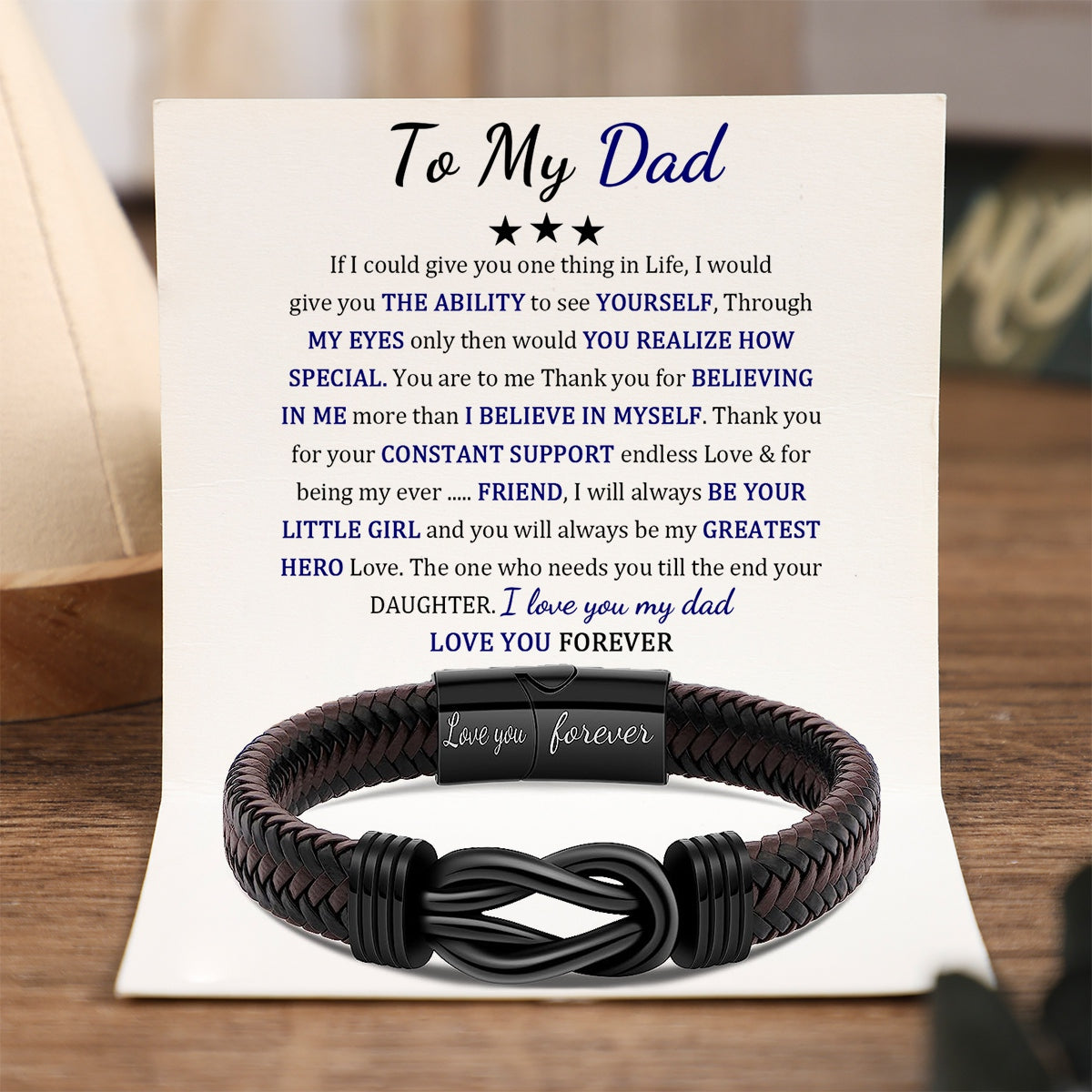 To My Dad - You Will Always Be My Greatest Hero - Men Infinity Braided Leather Bracelet