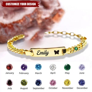 Personalized Baby Kids Name and Birthstone Bracelet