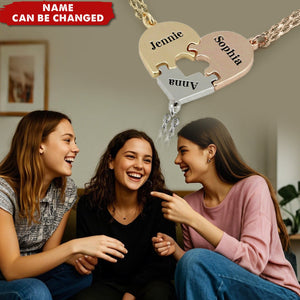 Best Friend Forever Family Personalized Heart Pendant Puzzle Name Necklace