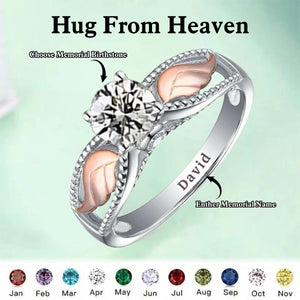 Angel Wing Birthstone Ring - Personalized Memorial Ring