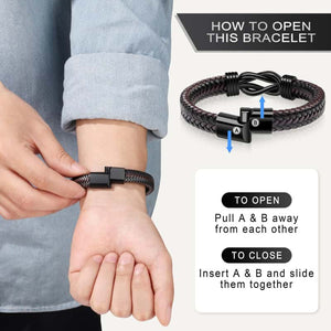 To Man - Love You Forever - Men Infinity Braided Leather Bracelet