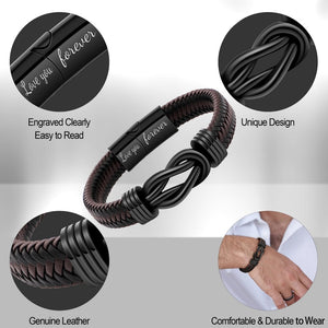 To My Step Dad - Thank You For Being The Father You Didn't Have To Be - Men Infinity Leather Bracelet