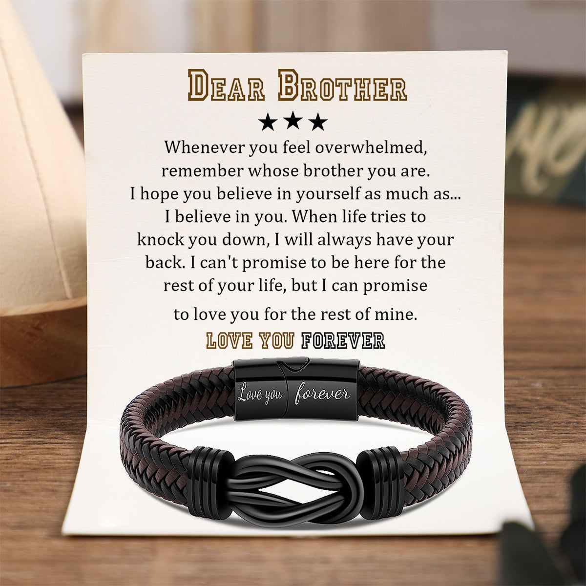 To My Brother - Love You For The Rest Of Mine - Men Infinity Braided Leather Bracelet