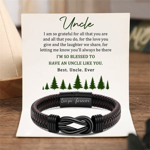 To My Uncle - I'm So Blessed To Have An Uncle Like You - Men Braided Leather Bracelet