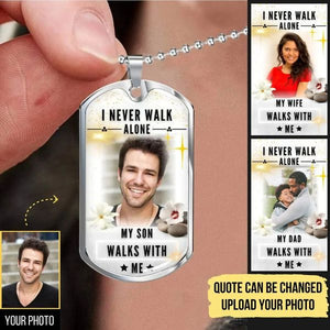 Never Walk Alone Dog-tag Memorial Photo Necklace