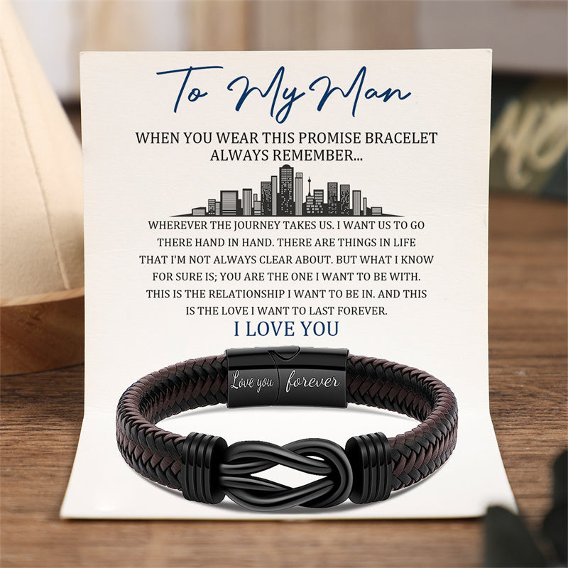 To My Man - This Is The Love I Want To Last Forever - Men Braided Leather Bracelet