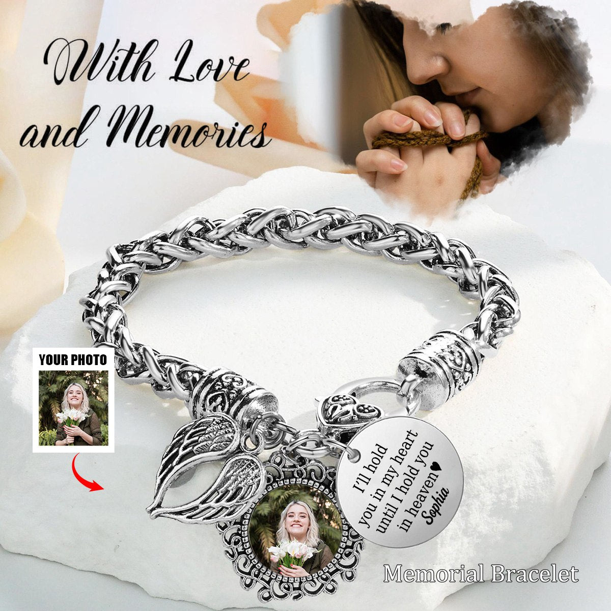 Angel Wing Custom Photo Memorial Personalized Bracelet