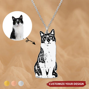 Custom Pet Portrait Necklace - Personalized Memorial Dog&Cat Necklace