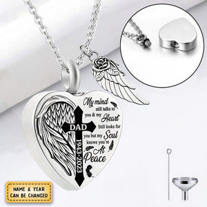 Heart Cross Black Engraved Crystal Urn Necklace