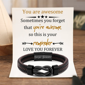 To Man - Love You Forever - Men Infinity Braided Leather Bracelet