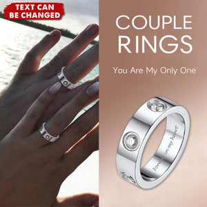 Personalized Cubic Zirconia Love Band Promise Rings for Couple