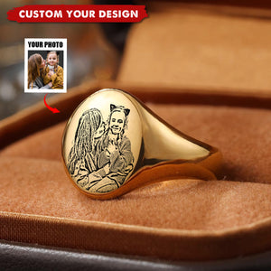 Custom Ring With Photo - Dainty Engraved Ring - Personalized Ring