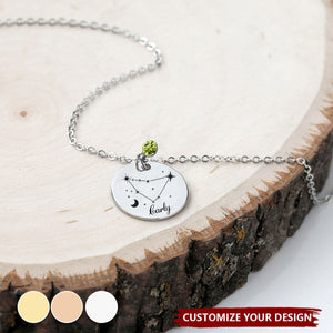 Zodiac Birthstone Necklace - Personalized Star Sign Necklace