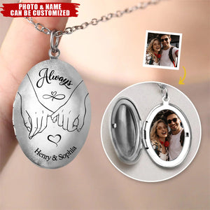 Custom Photo I Promise To Always Be By Your Side - Couple Personalized Locket Necklace