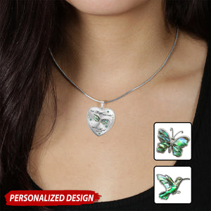 Your Wings Were Ready But My Heart Was Not - Personalized Memorial Heart Pendant Necklace