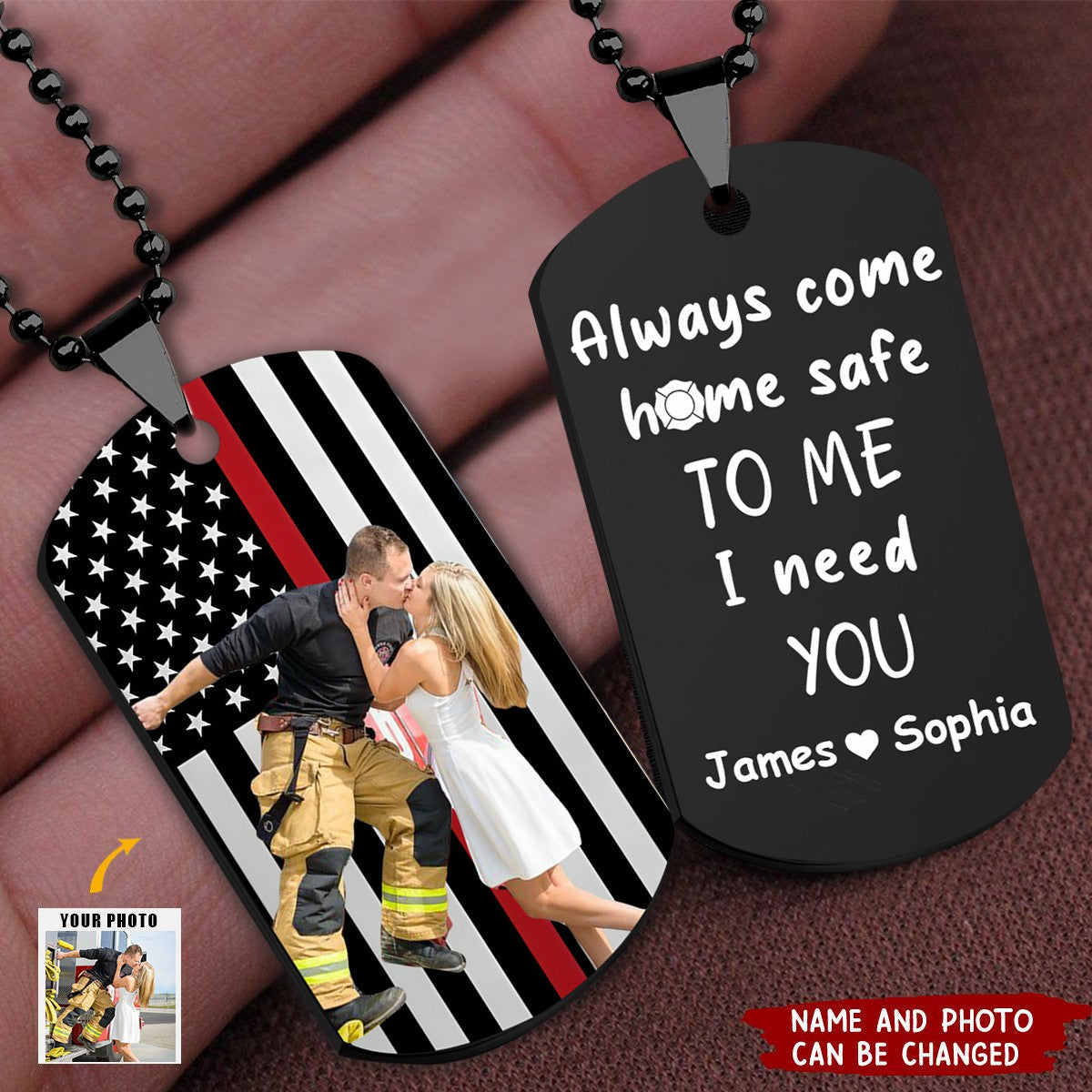 Custom Photo Dog Tag Necklace - Couple Gifts By Occupation