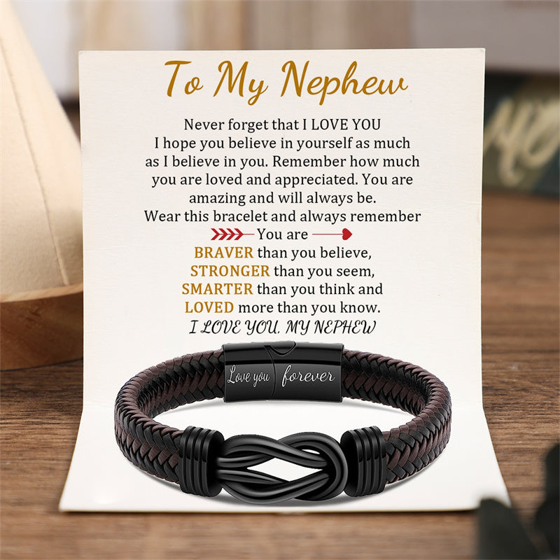 To My Nephew - You Are Amazing And Will Always Be - Men Braided Leather Bracelet