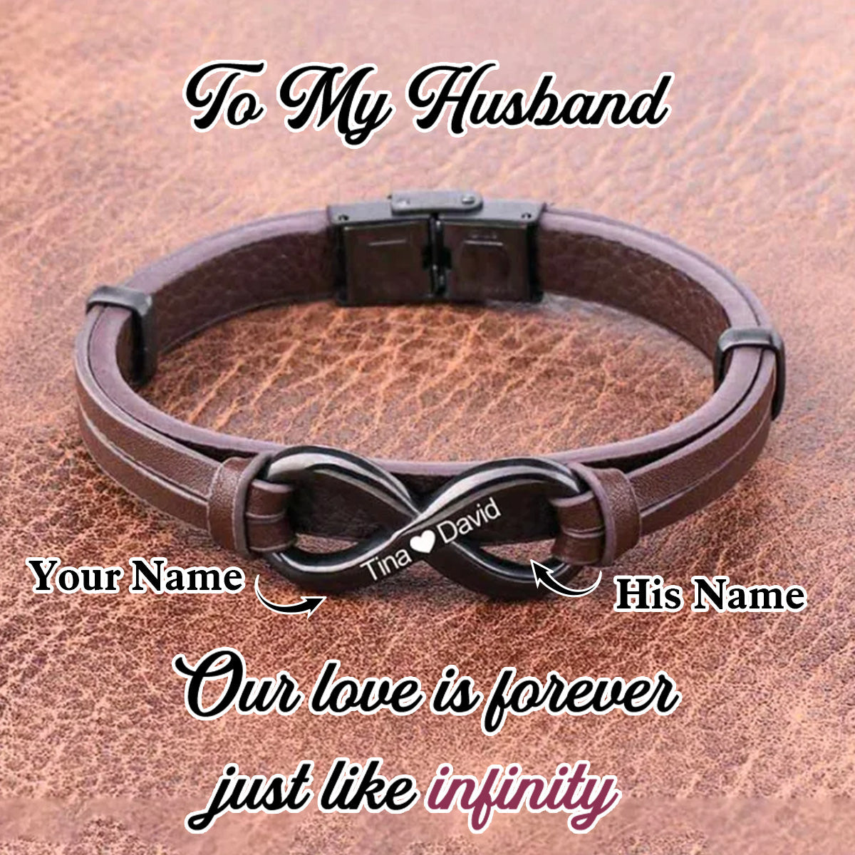 For Love - Name Custom Leather Bracelet, Gift For Him